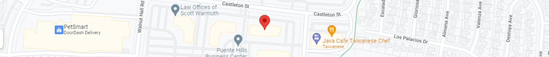 Map with markers and street names.